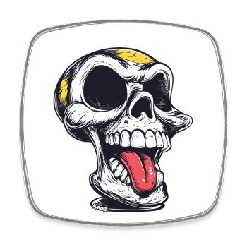 Skull with tongue – cheeky skull - Square fridge magnet - white - Front