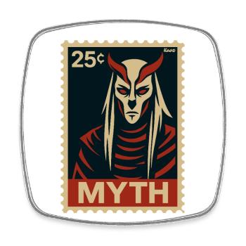 MYTH – Demonic legend as a stamp - Square fridge magnet - white - Front