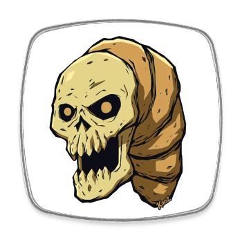 Totenkopf Wurm – Gruseliges Monster-Motiv - Viereckiger Kühlschrankmagnet - Weiß - Vorne