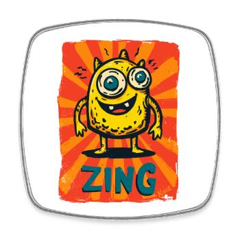 Zing Monster – Yellow, Loud and Crazy - Square fridge magnet - white - Front