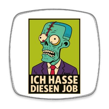 Zombie im Anzug hasst seinen Job - Viereckiger Kühlschrankmagnet - Weiß - Vorne
