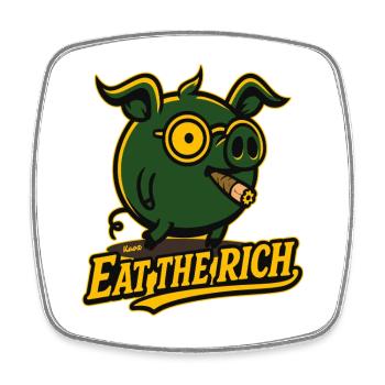 Un cochon riche et drôle dit de manger les riches - Magnet carré - blanc - Devant