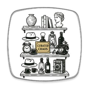 Antiquitätensammler Curated Chaos Vintage Retro - Viereckiger Kühlschrankmagnet - Weiß - Vorne