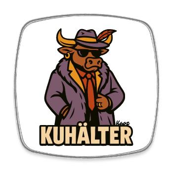 Lustiger Kuh Cartoon im Anzug - Viereckiger Kühlschrankmagnet - Weiß - Vorne