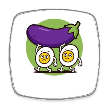 Fleißige Eier tragen große Aubergine - Viereckiger Kühlschrankmagnet - Weiß - Vorne