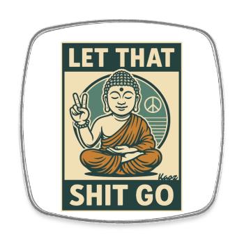 Bouddha méditant avec le design de la parole coquine - Magnet carré - blanc - Devant
