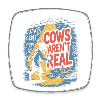 Goat with spray can and crazy cow saying - Square fridge magnet - white - Front