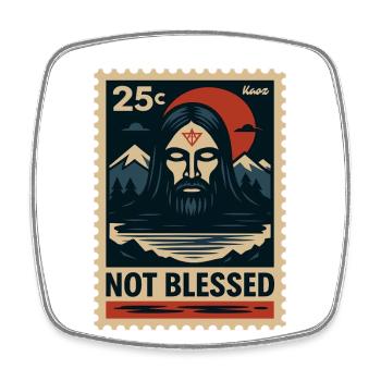 Motif d’art sombre avec non-Jésus et montagnes - Magnet carré - blanc - Devant