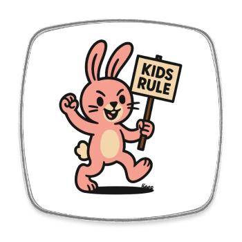 Funny bunny with shield children rule - Square fridge magnet - white - Front
