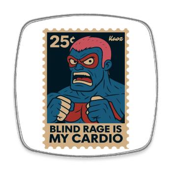 Comic Wrestler Spruch Blinde Wut ist mein Cardio - Viereckiger Kühlschrankmagnet - Weiß - Vorne