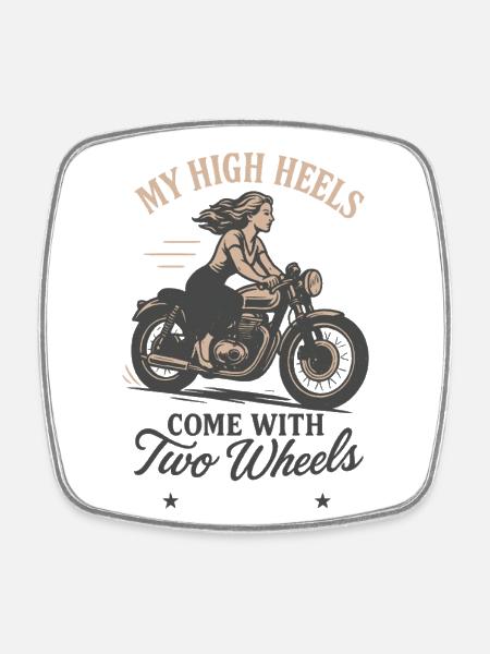 Mes talons hauts sont équipés d’une moto à deux roues - Magnet carré - blanc