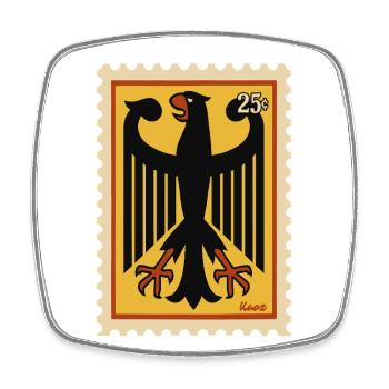 Grafische Briefmarke mit stilisiertem Adler - Viereckiger Kühlschrankmagnet - Weiß - Vorne