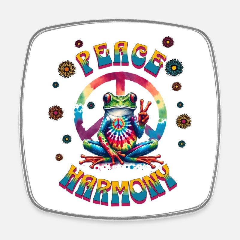 Peace & Harmony - Viereckiger Kühlschrankmagnet - Weiß