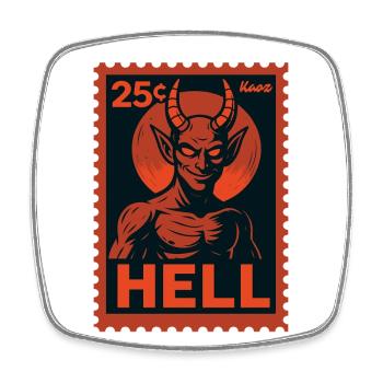 Devil Postage Stamp Hell Motif Retro Look - Square fridge magnet - white - Front