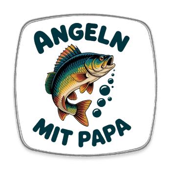 Angeln mit Papa mit springendem Barsch - Viereckiger Kühlschrankmagnet - Weiß - Vorne