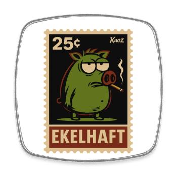 Green pig with view stamps style disgusting - Square fridge magnet - white - Front