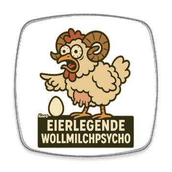 Stressed chicken with horns and wild look - Square fridge magnet - white - Front