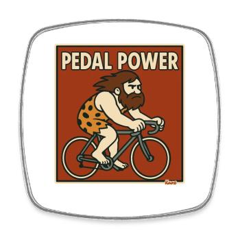 Höhlenmensch auf Rennrad Fahrrad mit Muskelkraft - Viereckiger Kühlschrankmagnet - Weiß - Vorne