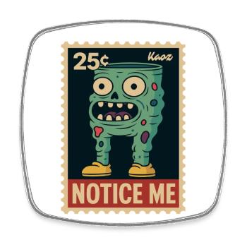 Zombie Pants Monster with Big Eyes and Teeth - Square fridge magnet - white - Front
