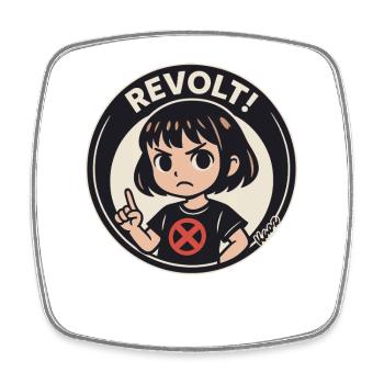 Fille en colère avec chemise de protestation révolte look - Magnet carré - blanc - Devant