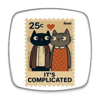 with a red heart - Square fridge magnet - white - Front