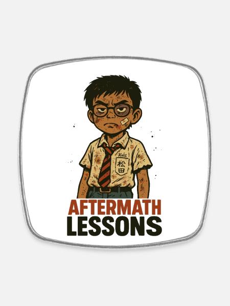 Boy with glasses and dirty shirt - Square fridge magnet - white
