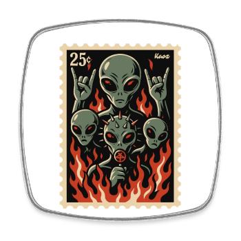 Aliens with mask and fire - Square fridge magnet - white - Front