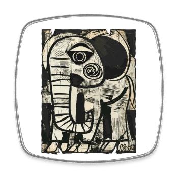Abstrakter Elefant in Schwarz-Weiß - Viereckiger Kühlschrankmagnet - Weiß - Vorne
