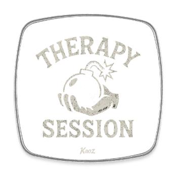 Hand holding therapy session bombshell - Square fridge magnet - white - Front