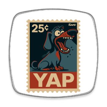Comic-Dackel auf Briefmarke - Viereckiger Kühlschrankmagnet - Weiß - Vorne