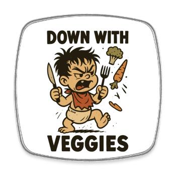 Enfant en colère avec des couverts et des légumes - Magnet carré - blanc - Devant