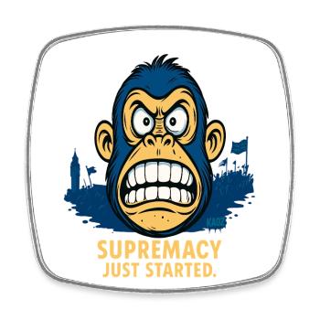 Angry monkey with crowd - Square fridge magnet - white - Front