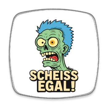 Grüner Zombie dem Alles egal ist - Viereckiger Kühlschrankmagnet - Weiß - Vorne