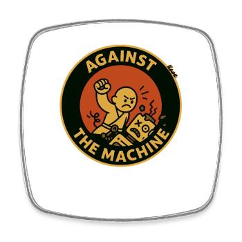 Moine contre la machine - Magnet carré - blanc - Devant