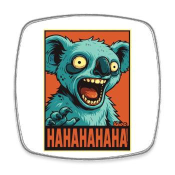 Screaming Laughing Comic Koala - Square fridge magnet - white - Front