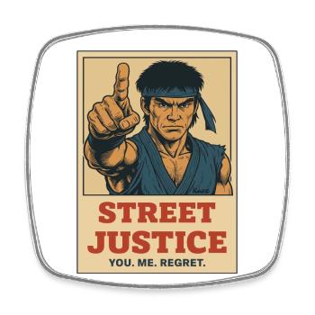 Straßenkämpfer Comic Retro Street Justice Shirt - Viereckiger Kühlschrankmagnet - Weiß - Vorne