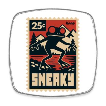 Black frog with red eyes at the lake - Square fridge magnet - white - Front