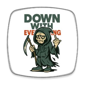 Grim Reaper showing middle finger with text - Square fridge magnet - white - Front