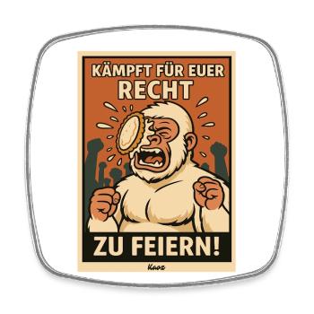Yeti mit Torte im Gesicht auf einer Party - Viereckiger Kühlschrankmagnet - Weiß - Vorne