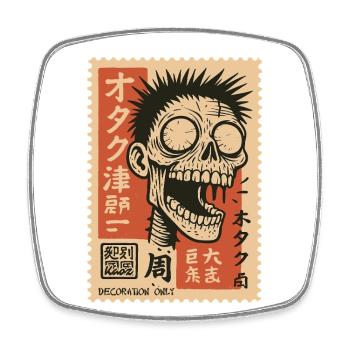 Tampon zombie avec décoration de texte japonais - Magnet carré - blanc - Devant
