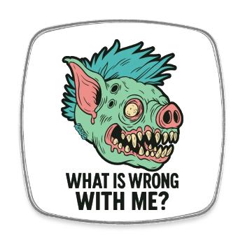 Punk Schweine Monster Kopf mit Spruch - Viereckiger Kühlschrankmagnet - Weiß - Vorne