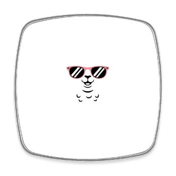 Lama avec des lunettes de soleil et disant - Magnet carré - blanc - Devant