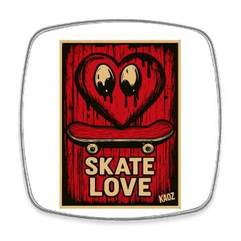 Tropfendes Herz Skateboard mit Text „Skate Liebe" - Viereckiger Kühlschrankmagnet - Weiß - Vorne