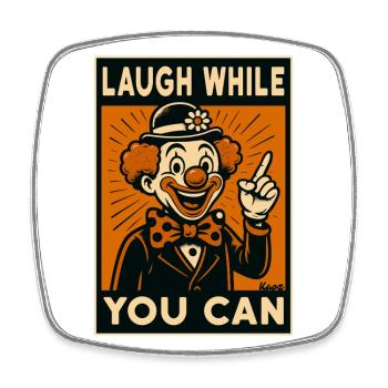 Lachender Clown im Retro Comicstil - Viereckiger Kühlschrankmagnet - Weiß - Vorne