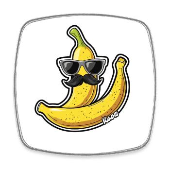 Banane mit Sonnenbrille und Schnurrbart - Viereckiger Kühlschrankmagnet - Weiß - Vorne