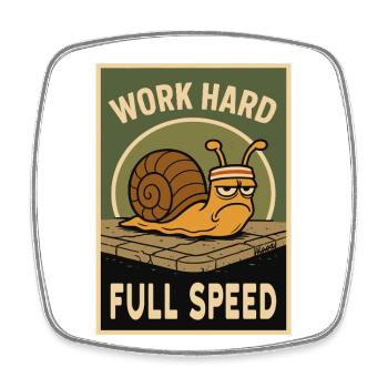 Schnecke mit Stirnband und Spruch in Retro-Optik - Viereckiger Kühlschrankmagnet - Weiß - Vorne