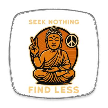Buddha mit Peace-Zeichen und Spruch in Retro-Optik - Viereckiger Kühlschrankmagnet - Weiß - Vorne