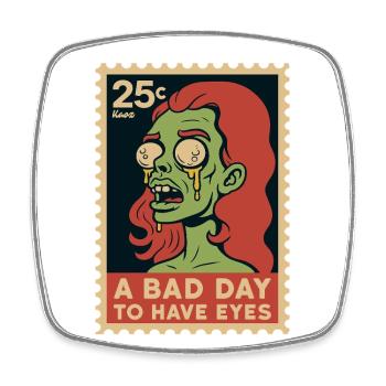Zombie with googly eyes and saying - Square fridge magnet - white - Front