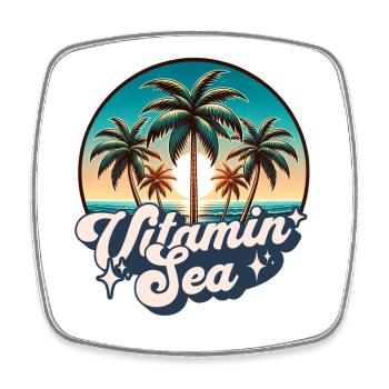 Vitamin Sea Palmen Retro Sommer Strandurlaub - Viereckiger Kühlschrankmagnet - Weiß - Vorne