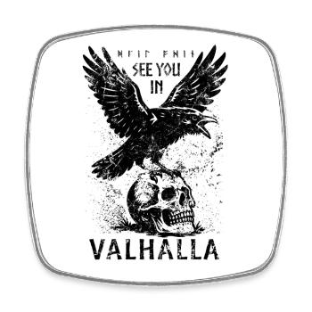 Odin Raven - Rendez-vous au Valhalla - Mythologie - Magnet carré - blanc - Devant
